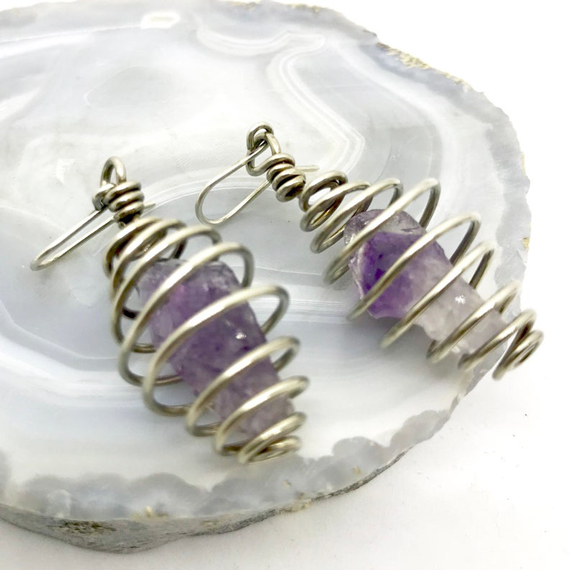 Amethyst-Wire-Wrapped-Bead-Cage-Earrings