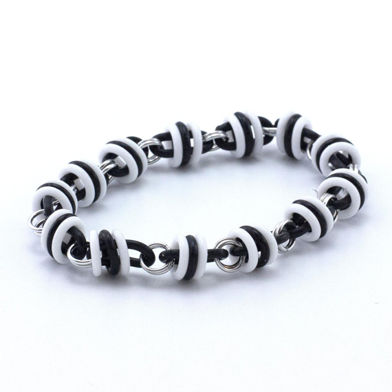 Black-and-White-Silicone-and-Metal-Jump-Ring-Bracelet