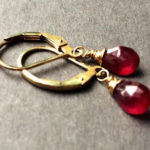 Gold-Ruby-Briolette-Birthstone-Earrings